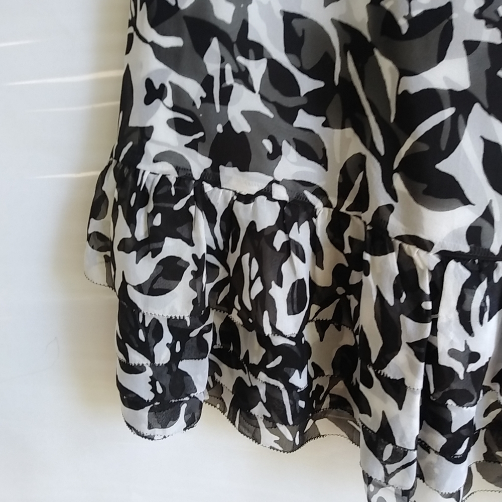 WHBM 4 SILK Strapless Bra Dress in Black White Leaf Pattern - Picture 5 of 7